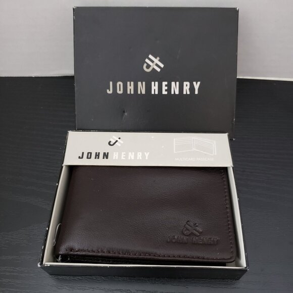 John Henry Men's Brown Soft Leather Wallet New - Picture 1 of 7